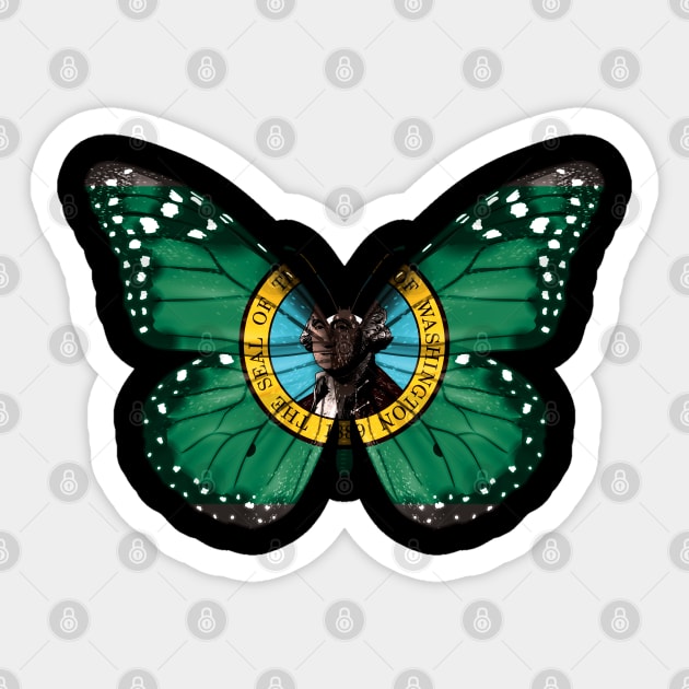 Washington Flag Butterfly - Gift for Washingtonian From Washington WA Sticker by Country Flags